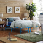 Modway Horizon Stainless Steel Queen Bed Frame - Light Blue-Generous 14" Storage Space
