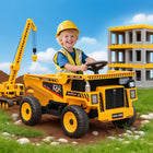 Qaba 12V Battery Powered Kids Construction Vehicle with Electric Dump Bed - Yellow-Offers manual and remote control, giving parents peace of mind during play 