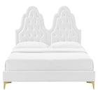 Modway Alexandria Tufté Performance Velours Lit Plateforme Twin Avec Pieds en Métal Doré - Blanc-Assemblée requise