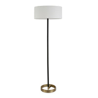 Hudson&Canal Estella Two-Tone Floor Lamp with Fabric Shade - Matte Black/Brass/White-Glam design for your living room, office space, bedroom, or reading nook