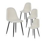 Homy Casa - Chaise de salle à manger rembourrée Charlton - Tissu Beige Ivoire avec pieds en métal noir - Paquet de 4-Design Élégant : Rembourrage en tissu beige ivoire doux, offrant une esthétique chic et moderne.