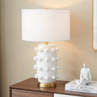 Hudson&Canal Farrington 26" Tall Ceramic Table Lamp with Fabric Shade - Matte White/White-Clean with a soft, dry cloth and no harsh chemicals or abrasive cleaning materials