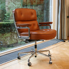 Plata Import - Chaise de bureau élégante Chaise réglable en similicuir avec cadre en aluminium poli, Braun-Construction de cadre en aluminium