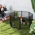 PawHut 8-Panel Dog Playpen with Door - 30" H-Eight panels transform into different shapes