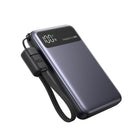 INIU Pocket Pro Slim 10000mah Power Bank - Black-Handy USB-C Cable Attached: This 10,000mAh power bank features a handy USB-C cable that charges both your phone and the power bank and doubles as a lanyard. Leave home without extra cables.