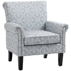 HOMCOM Modern Accent Chair with Rolled Armrest - Wood Legs - Nailhead Trim for Bedroom - Grey-Single sofa chair with rolled armrests and nailhead trim, can also be used as a leisure chair
