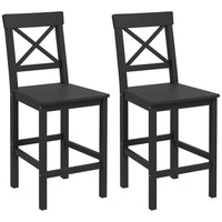 HOMCOM Counter Height Bar Stools with Cross Back and Footrest - Black - 2 Pack-Packaged in a set of 2, perfect for having a cozy drink for two
