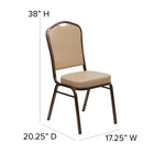 Flash Furniture HERCULES Series Crown Back Stacking Banquet Chair in Tan Vinyl - Copper Vein Frame-2.5'' Thick Seat Cushion