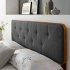 Modway - Collins Touffe Tissu et bois Tête de lit Queen, Charbon de bois en noyer-Options de cadre de lit interchangeables