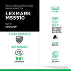 CIG Lexmark MS510 Remanufacutred Toner Cartridge - Ultra High Yield - Black-Environmentally Friendly: Remanufactured from an original Lexmark recycled cartridge