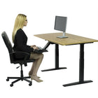 Uncaged Ergonomics 60" Rise Up Electric Height Adjustable Sit Stand Desk with Bamboo and Grey Frame (RUGB)-Frame Features 2 Motors, 3-Stage Lifting Columns and  Anti-Collision