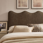 Modway Athena Striped Fabric Upholstered Full Size Headboard - Earth Stripe-Seven Adjustable Mounting Positions