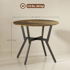 HOMCOM Round Dining Table with Steel Frame for Kitchen - Rustic Brown-4 tilted legs with a middle "X" shaped design for added strength