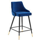 Modway Adorn Performance Velvet Counter Stool - Navy - Set of 2-Black Tapered Legs