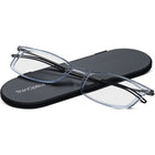 ThinOptics Reader with Universal Black Pod - 1.5 - Blue-18 months of materials & computational engineering reduced nonessential mass and volume to deliver the patented FrontPage: the lightest possible reading glasses with a range of 1.5-2.5x diopters.