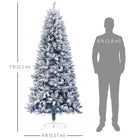 HOMCOM 7' Snow-Flocked Artificial Christmas Tree with Hinged Tips - White-Stable steel base provides reliable stability and support