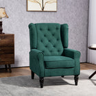 HOMCOM - Fauteuil d’appoint en tissu avec pieds en bois - accoudoirs roulés pour chambre - vert foncé-Le dossier à oreilles capitonné avec accoudoirs roulés apporte un charme élégant 
