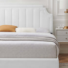 Modway - Sienna Lit plateforme complet en velours haute performance avec pieds en métal doré - Blanc-Système de soutien en lattes de bois