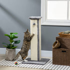 PawHut - Griffoir pour chat 32 po d’intérieur avec balle en sisal gris-Ce poteau pour chats d'intérieur est équipé d'une balle suspendue pour divertir vos chats 