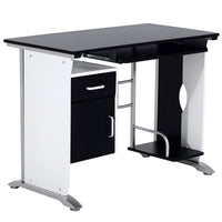 HOMCOM 39.4" Computer Desk with Keyboard Tray and CPU Stand - Black-Solid steel and quality MDF board material in hardwearing and durable build