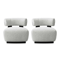 Manhattan Comfort Bartow 30.7" Mid-Century Modern Upholstered Accent Chair - Ivory and Black - 2 Pack-Mid-Century Modern Accent Chairs for Living Room Usage. Set of 2