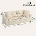 HOMCOM 3 Seater Upholstered Sofa Couch for Bedroom - Cream White-6.3" (16 cm) thick cushions and track arms provide relaxation