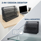 ShoppingAll 4-Tier Desktop or Wall-Mount Mesh File Sorter & Magazine Rack - Letter/A4 - Black-Each slot is perfectly sized to hold standard Letter (8.5" x 11") and A4 papers, as well as magazines, catalogs, and manila file folders without bending or curling corners.