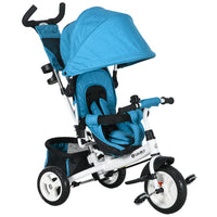 Qaba - Tricycle 6 en 1 pour tout-petits de 1 à 5 ans avec poignée parentale - bleu-Conception 6 en 1, assure une promenade confortable et sécurisée pour votre enfant à mesure qu'il grandit 