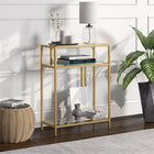 Hudson&Canal Cortland 22"W Console Table with Glass Shelves - Brass-The top can support 25 lbs, the middle and lower shelves can support 10 lbs each