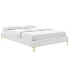 Modway Sutton Performance Velvet Twin Bed Frame - White-Reinforced Center Beam and Support Legs