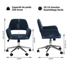 Chaise de Bureau en Tissu Homy Casa – Bleu Foncé-Personnalisez votre position assise à l'aide de l'ascenseur pneumatique avec verrouillage et tension d'inclinaison réglable