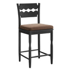 Modway - Jax Bois de chêne Tabouret de comptoir avec dossier ondulé en rasoir et coussin in Cacao noir-Tabouret en chêne massif
