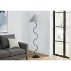 Monarch Specialties 9627 64"H Floor Lamp - Black Metal, Ivory/Cream Shade-Designed to be both decorative and functional, this lamp provides soft, even lighting while also serving as a modern accent piece that enhances the overall ambiance of any room