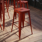 Flash Furniture 30" High Backless Distressed Kelly Red Metal Indoor-Outdoor Barstool-500 lb. Weight Capacity