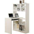 Monarch Specialties 7022 Computer Desk - White Left Or Right Facing Corner-Contemporary, durably designed L shape desk-bookcase combo with storage shelves in a sophisticated white laminate, finished on all sides.