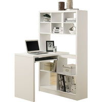 Monarch Specialties 7022 Computer Desk - White Left Or Right Facing Corner-Contemporary, durably designed L shape desk-bookcase combo with storage shelves in a sophisticated white laminate, finished on all sides.