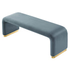 Modway Koda Performance Velvet Waterfall Long Bench - Brass/Cadet Blue-Assembly Required