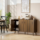 HOMCOM 47.2" L Sideboard Buffet Cabinet with Storage - Brown-Two cabinets with three-level adjustable shelves for flexible and ample storage