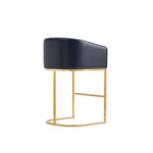 Manhattan Comfort - Louvre tabouret de comptoir moderne du milieu du siècle de 20" en similicuir - noir et or titane - lot de 3-Livré chez vous entièrement assemblé ! Aucun assemblage requis