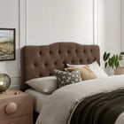 Modway Annabel Premium Linen Blend Queen Headboard - Cocoa-Wood Blend Frame