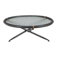 Zuo Aneis Coffee Table - Black-Tempered Rippled Glass round shape tabletop
