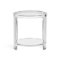 Plata Import Justin Table d'appoint ronde en acrylique 22 po - Transparent-Fabriqué à la main en acrylique et en verre.