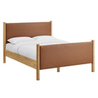 Modway Maven Queen Size Vegan Leather Upholstered Platform Bed - Tan Oak-Assembly Required