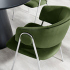 Modway Nella Upholstered Performance Velvet Dining Chair - Moss Green/Silver - 2 Pack-Decorative Round Button