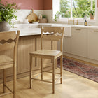 Modway - Jax Bois de chêne Tabouret de comptoir avec un dos ondulé en forme de rasoir in Chêne vieilli-Coussinets de pied non marqués
