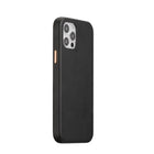 General Supply Goods + Co - Étui en Cuir Végétalien iPhone 12/12 Pro avec Boutons Métalliques Compatible avec Magsafe - Noir-Noir