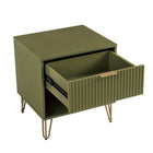 Manhattan Comfort DUMBO 20.07" Modern 1-Drawer Nightstand 2-Piece Set - Olive Green-Perfect for Bedside Storage, Lamps or Display Items
