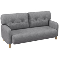 HOMCOM 58" Loveseat Sofa for Bedroom with Cushions - Grey-Breathable microfiber fabric resists wrinkles and deformation
