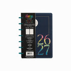 The Happy Planner 2026–2027 Mini Disc Bound Dated Planner - 7-1/2" x 6-11/16" - Abstract Expression-This stunning 12-month planner (July 2026 - June 2027) includes yearly reference calendars, monthly calendars, weekly spreads, monthly priorities pages, note pages, and more