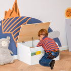 Qaba - Boîte à jouets en bois pour enfants avec couvercle, coffre à jouets avec charnière de sécurité - blanc-Charnière à gaz pour ouvrir le couvercle en douceur. Les couvercles se referment lentement, évitant ainsi de se pincer les doigts
